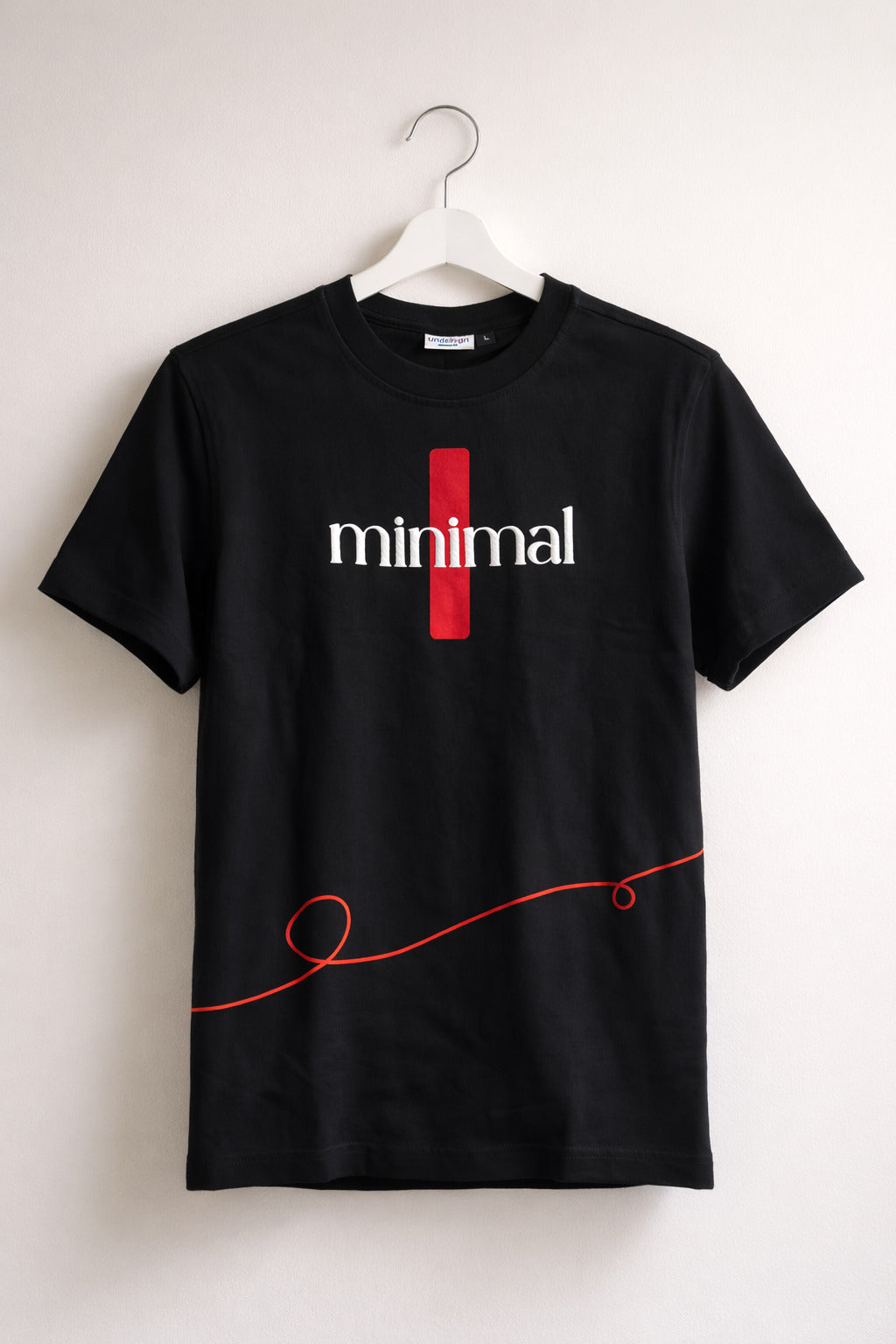 Minimal Black T-Shirt | Geometric Red Print